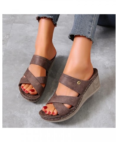 Women Higher Sandal Strappy Lace-Up Low Block Slingback Sandal Dress Shoes Seaside Dress Pumps Shoes Brown $17.85 Sandals