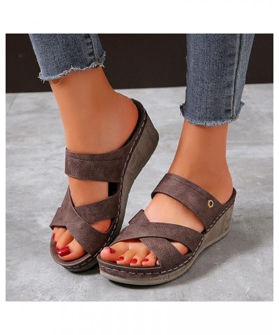 Women Higher Sandal Strappy Lace-Up Low Block Slingback Sandal Dress Shoes Seaside Dress Pumps Shoes Brown $17.85 Sandals