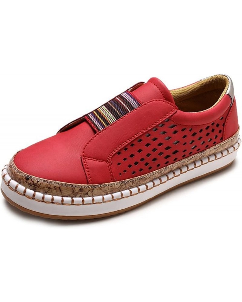 Sneakers for Women Slip On Low Cut Casual Walking Shoes Dressy Summer Comfort Fashion Platform Flats Loafers Lg-red $19.07 At...