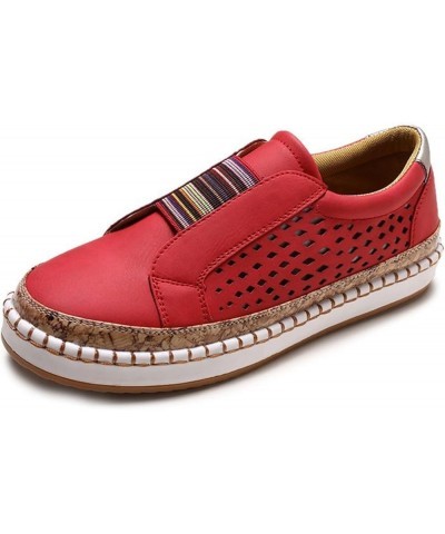 Sneakers for Women Slip On Low Cut Casual Walking Shoes Dressy Summer Comfort Fashion Platform Flats Loafers Lg-red $19.07 At...