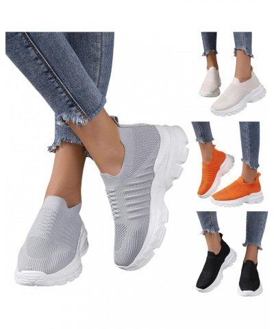 Fashiona Spring and Summer Women Sports Shoes Thick Bottom Middle Heel Platform Lightweight Flying Woven Mesh Breathable Slip...