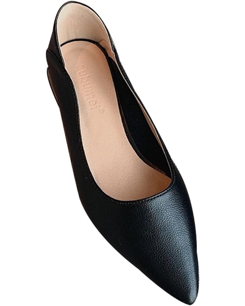 Pump for Woman Pointed Toe Low Flat Heel Simple Slip-on Ladies Heeled Shoe for Crossdressing Party Black $34.19 Pumps