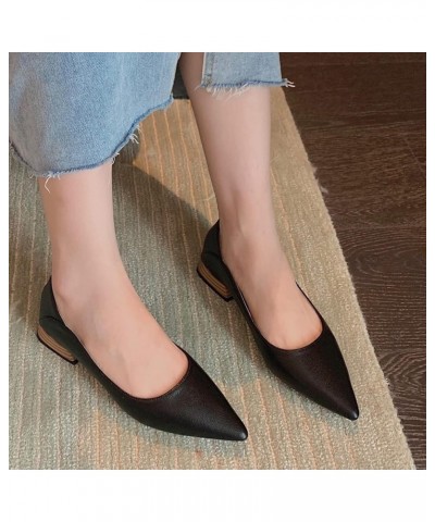 Pump for Woman Pointed Toe Low Flat Heel Simple Slip-on Ladies Heeled Shoe for Crossdressing Party Black $34.19 Pumps