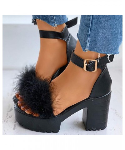 Sandals for Women Casual Summer Dressy Sandals Chunky Platform Heels Shoes Ankle Strap Party Sandals Casual Heels for Women Z...