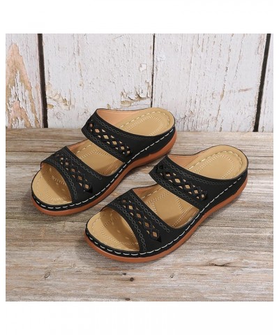 Black Flip Flop Sandals For Women Comfy Slippers Sandals Slides For Women Walking Sandals Women Flat Sandals C-black $10.05 S...