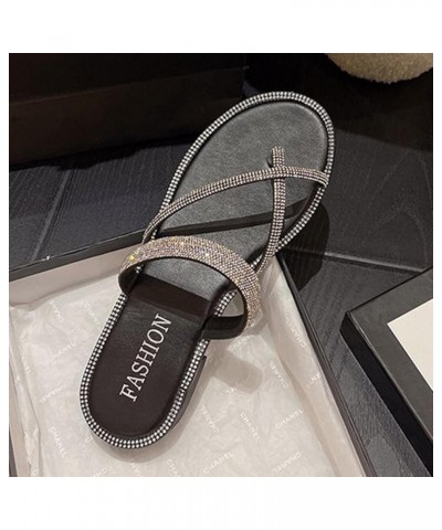 Women Sandals Fashion Summer New Pattern Elegant And Comfortable Low Heel Rhinestone Flip Womens Wedges Sandals Black $10.27 ...