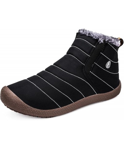 Winter Snow Boots Slip-on Water Resistant Booties Anti-Slip Lightweight Ankle Boots with Full Fur for Men Women … Black-mid T...