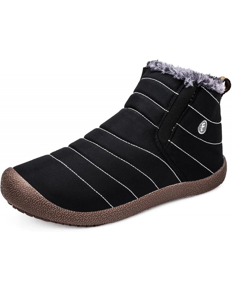 Winter Snow Boots Slip-on Water Resistant Booties Anti-Slip Lightweight Ankle Boots with Full Fur for Men Women … Black-mid T...