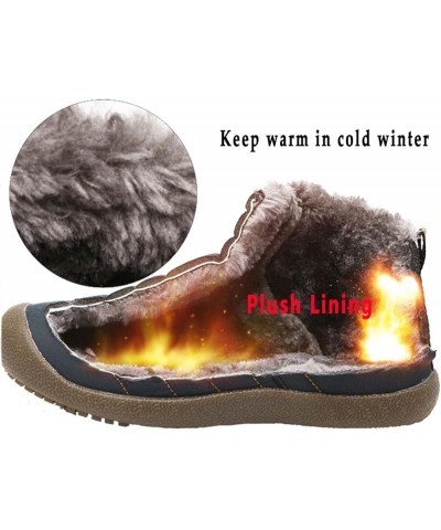 Winter Snow Boots Slip-on Water Resistant Booties Anti-Slip Lightweight Ankle Boots with Full Fur for Men Women … Black-mid T...