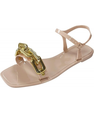 Women Shoes Fashion Sandals Flat Open Toe Buckle Sandals Summer Casual Fashion Sandals Khaki $13.37 Sandals