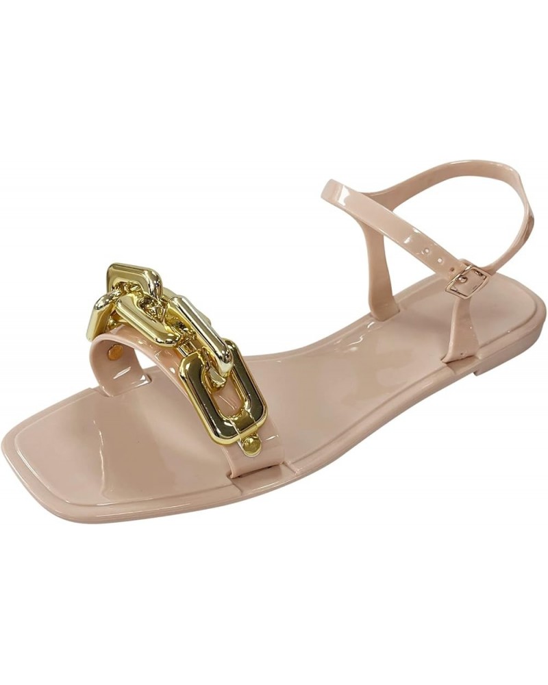 Women Shoes Fashion Sandals Flat Open Toe Buckle Sandals Summer Casual Fashion Sandals Khaki $13.37 Sandals