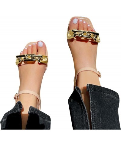 Women Shoes Fashion Sandals Flat Open Toe Buckle Sandals Summer Casual Fashion Sandals Khaki $13.37 Sandals