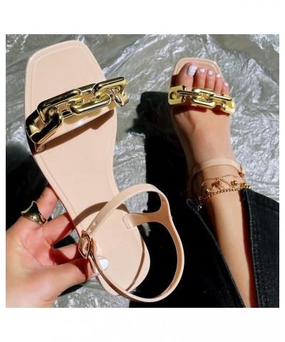 Women Shoes Fashion Sandals Flat Open Toe Buckle Sandals Summer Casual Fashion Sandals Khaki $13.37 Sandals