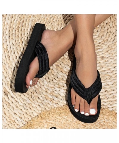 Women Comfortable Plantar Fasciitis Anti Slip Flats Sandal Strappy Lace Up Thong T-Strap Summer Flatform Sandal Shoe 88-ixpyn...