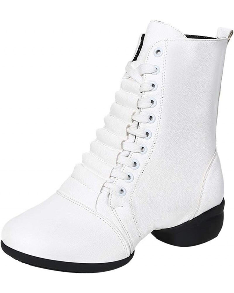 Women's Leather Sailor Dance Shoes Boost Dance Sneaker/Modern Jazz Ballroom Performance Sports Shoes,Model YMJ-GBX 1817-p-whi...