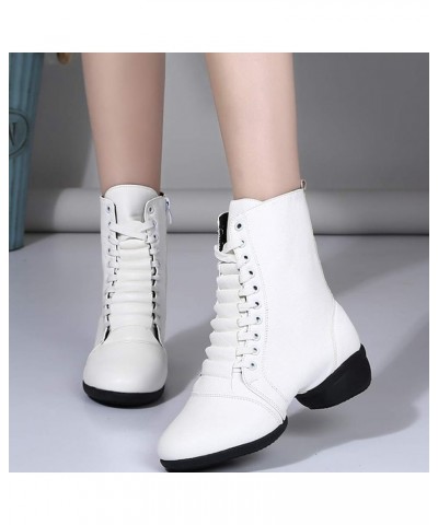 Women's Leather Sailor Dance Shoes Boost Dance Sneaker/Modern Jazz Ballroom Performance Sports Shoes,Model YMJ-GBX 1817-p-whi...