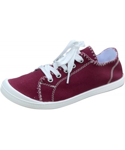 Womens Shoes Low Top Platform Shoes Cami Lace up Slip on Walking Running Shoes Light Canvas Sneaker Shoes B Wine $18.23 Athle...