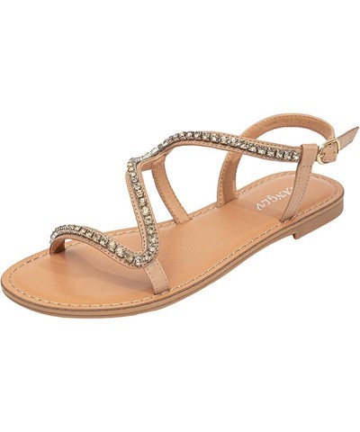 Teen Girls EVA Slippers Women Summer New Pattern Fashion Rhinestone Sandals Buckle Strap Flat Bottom Beach Shoes Beige $25.17...