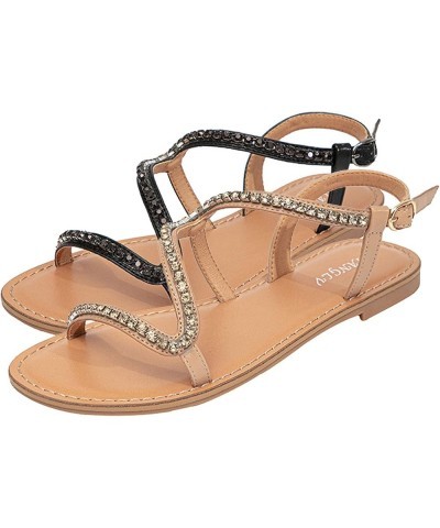 Teen Girls EVA Slippers Women Summer New Pattern Fashion Rhinestone Sandals Buckle Strap Flat Bottom Beach Shoes Beige $25.17...