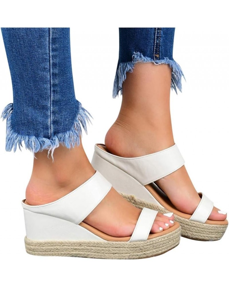 Cute Sandals for Women Trendy Platform Womens Orthopedic Sandals Arch Support Comfortable Walking Flip Flops 6.5-7 White $11....