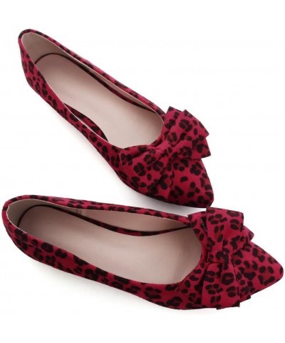 Women's Dress Flats Fashion Pointed Toe Bowknot Flat Shoes Soft Comfortable Cute Slip On Party Office Flats B Leopard Print R...