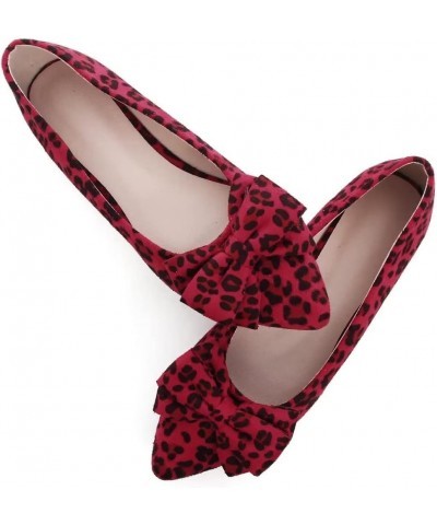 Women's Dress Flats Fashion Pointed Toe Bowknot Flat Shoes Soft Comfortable Cute Slip On Party Office Flats B Leopard Print R...