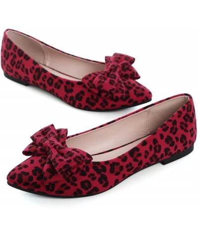 Women's Dress Flats Fashion Pointed Toe Bowknot Flat Shoes Soft Comfortable Cute Slip On Party Office Flats B Leopard Print R...