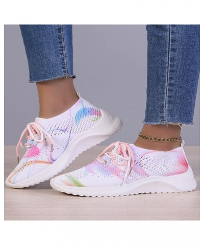 Women's Walking Lightweight Tennis Fashion Sneakers Sports Workout Gym Shoes for Running - White Womens Sneakers Pink-d $17.2...