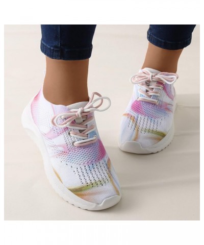 Women's Walking Lightweight Tennis Fashion Sneakers Sports Workout Gym Shoes for Running - White Womens Sneakers Pink-d $17.2...