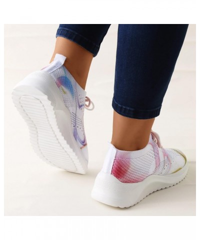 Women's Walking Lightweight Tennis Fashion Sneakers Sports Workout Gym Shoes for Running - White Womens Sneakers Pink-d $17.2...