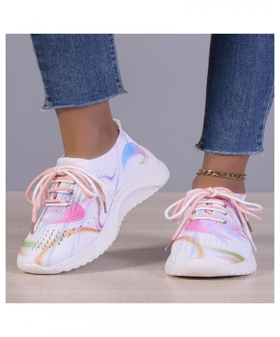 Women's Walking Lightweight Tennis Fashion Sneakers Sports Workout Gym Shoes for Running - White Womens Sneakers Pink-d $17.2...