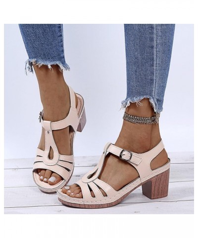 Heeled Sandals for Women closed toe ankle strap heels for women black block heels for women clear strap heels Beige $16.29 Sa...