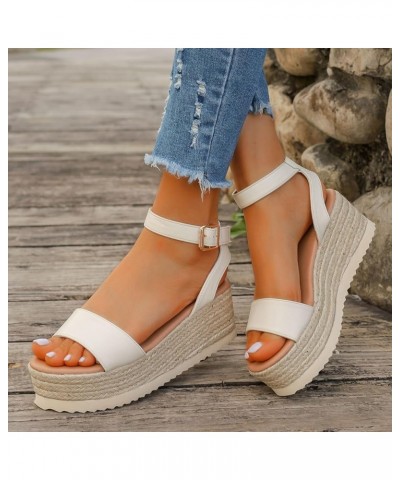 Womens Sandals Shoes Flatform Wedge Casual Sandal Espadrilles Sandals Comfy Slip On Cork Foot Bed 111-nrny-f-white $13.47 Sli...