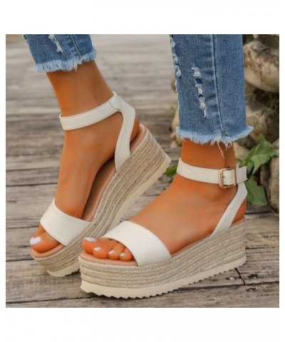 Womens Sandals Shoes Flatform Wedge Casual Sandal Espadrilles Sandals Comfy Slip On Cork Foot Bed 111-nrny-f-white $13.47 Sli...