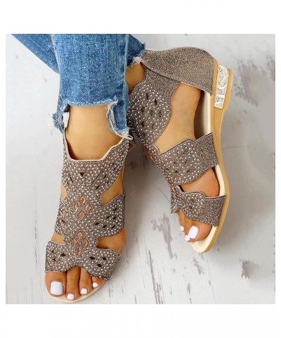 Sandals for Women 2022 womens dress shoes low heel slip womens summer sandals gladiator sandals women Z-05 Gold $20.13 Sandals