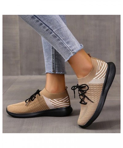 Wide Width Sneakers for Women Breathable Mesh Sneaker Calzado Deportivo De Mujer High Top Sneakers F-beige $15.65 Athletic Shoes