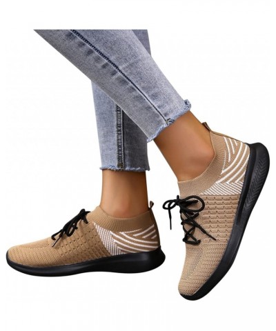 Wide Width Sneakers for Women Breathable Mesh Sneaker Calzado Deportivo De Mujer High Top Sneakers F-beige $15.65 Athletic Shoes