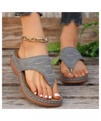 Womens Sandals Shoes Thong T-Strap Orthotic Open Toe Wedges Sandals Beach Boho Sandals Flatform Espadrille Sandal, Black 106-...