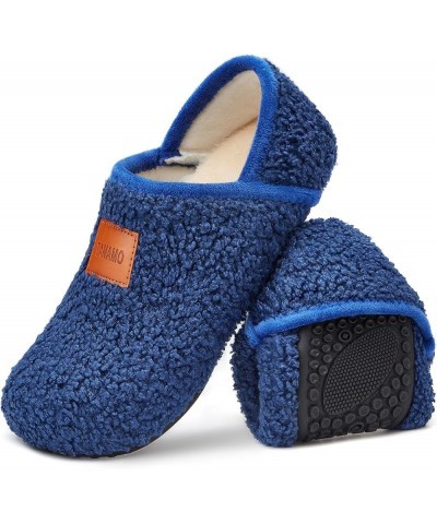 Women's Men's Slippers Socks House Shoes Slip On Indoor Outdoor Travel Unisex Fuzzy Fluffy Lining Size 8 9 Navy Blue $10.59 S...