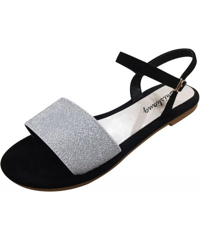 Size Color Women's Buckle Sandals Large Fashion Flat Casual Summer Women's sandals Sandals Size 9 Womens Silver $13.74 Sandals