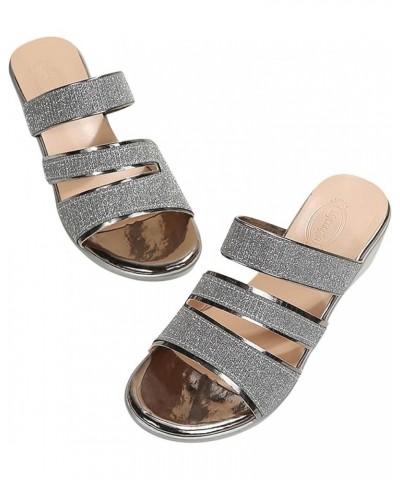 Sparkly Sandals for Women Wedges Trendy Slip-on Slipper Summer Casual Fish Mouth Open Toe Platform Slides Elegant Comfortable...