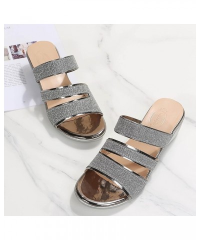 Sparkly Sandals for Women Wedges Trendy Slip-on Slipper Summer Casual Fish Mouth Open Toe Platform Slides Elegant Comfortable...