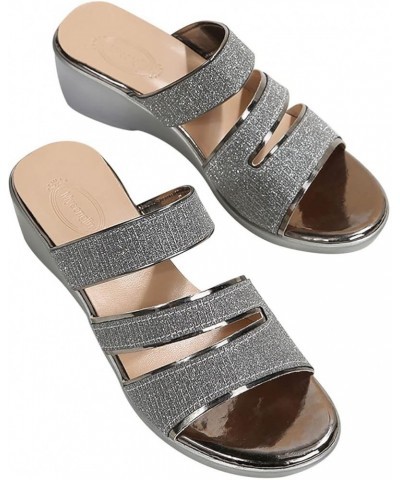 Sparkly Sandals for Women Wedges Trendy Slip-on Slipper Summer Casual Fish Mouth Open Toe Platform Slides Elegant Comfortable...