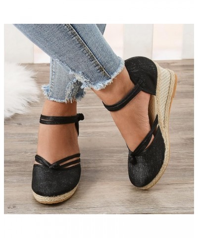 Arch Supports for Sandals Women Womens Wedge Sandals Size 9 Easy Women Shoes Linen Sandals Platform Wedge Sandals Fashion Ver...