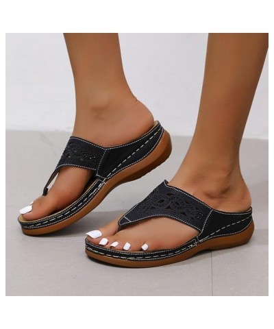 Womens Sandals Dressy, Sandals Women Dressy Summer Comfy Flip Flops Sandals Breathable Open Toe Flat Sandals Black $9.99 Sandals