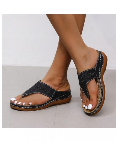 Womens Sandals Dressy, Sandals Women Dressy Summer Comfy Flip Flops Sandals Breathable Open Toe Flat Sandals Black $9.99 Sandals