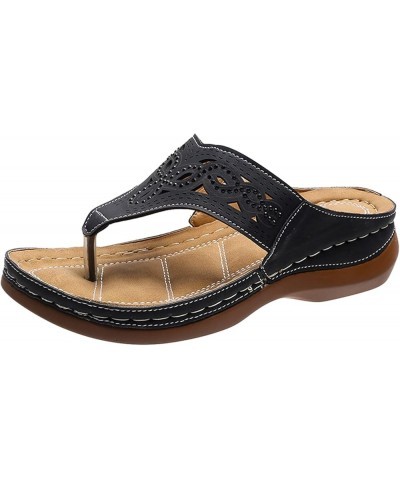 Womens Sandals Dressy, Sandals Women Dressy Summer Comfy Flip Flops Sandals Breathable Open Toe Flat Sandals Black $9.99 Sandals