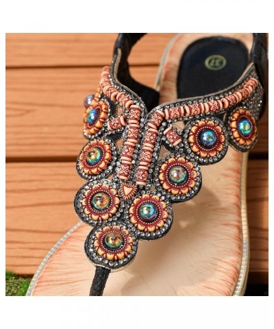 Comfy Sandals for Women, Womens Summer Rhinestone Buckle Strap Beach Open Toe Breathable Sandals Z 13-black $10.18 Sandals