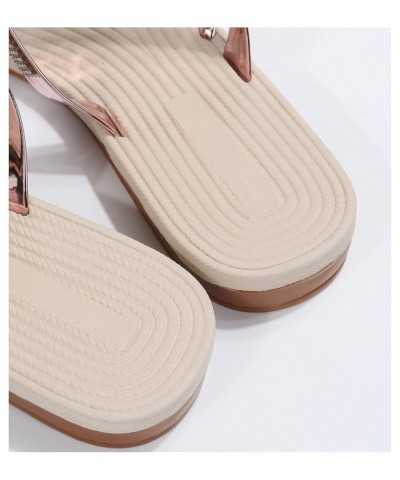 Sandals for Women, Women's Rhinestone Flat Sandals, Women Flip Flops with Clip Toe Ring Rose Gold $10.44 Sandals