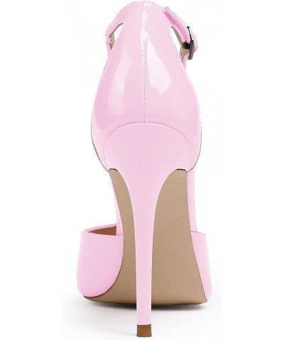 Womens High Heel Sandals| Peep Toe T-Strap 10cm Pumps | Ankle Buckle Wedding Dress Shoes Pink $32.39 Pumps